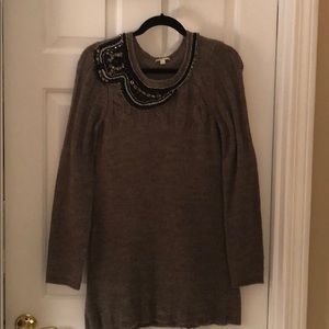 Gianni Bini jeweled neck tunic sweater